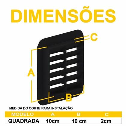Imagem de Grade Ventilação Quadrada preta 13x13 Encaixe 10x10 - 4un