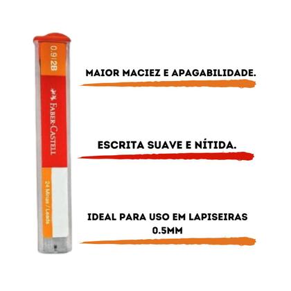 Imagem de Grafite 0,9mm  2b contém 03 tubos com/24 grafites - faber 