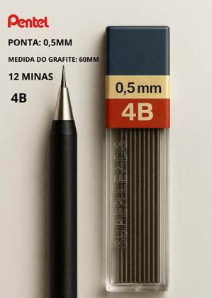 Imagem de Grafite 4B 0.5mm Pentel  Elegância e performance superior