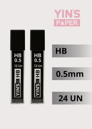 Imagem de Grafite para Lapiseira 0.5mm HB  Kit 2x12 Yins  Traço Claro
