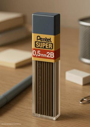 Imagem de Grafite Pentel 0.5mm 2B Hi-Polymer  Perfeito para estudantes e escritório