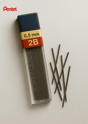 Imagem de Grafite Pentel 0.5mm 2B Hi-Polymer  Perfeito para estudantes e escritório