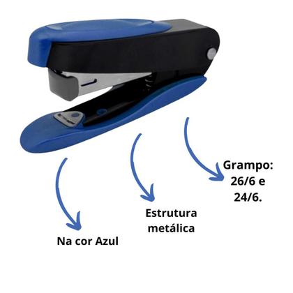 Imagem de Grampeador cis offic com estrutura metál em-7 azul/preto
