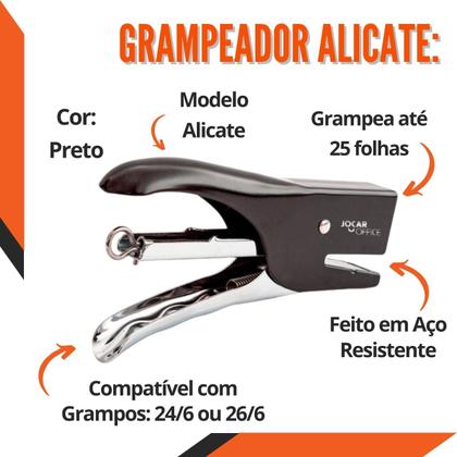 Imagem de Grampeador de Metal Alicate Mão Resistente com 5000 Grampos Jocar Kit para Escritórios Delivery Lojas Comércios Escolas