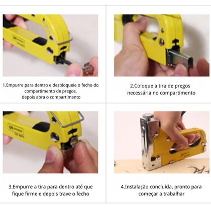 Imagem de Grampeador De Tapeceiro Pinador 4-14mm Alta Pressão 3 Em 1 Durável Resistente Profissional