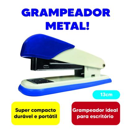 Imagem de Grampeador Escritório Metal 25 Folhas Compacto Colorido Resistente