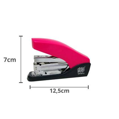 Imagem de Grampeador Pequeno Light Force Yes Rosa 24/6 24/8 com Mola Resistente Retração Automática Escritório
