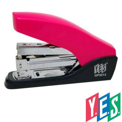 Imagem de Grampeador Pequeno Light Force Yes Rosa 24/6 24/8 com Mola Resistente Retração Automática Escritório