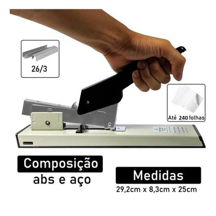 Imagem de Grampeador profissional reforçado 240 folhas escritório