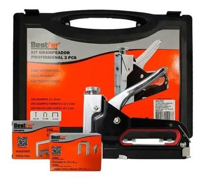 Imagem de Grampeador Profissional Tapeçaria Estofado + Grampos E Pregos