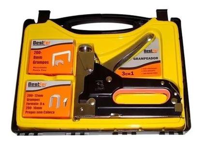 Imagem de Grampeador Profissional Tapeçaria Estofado + Grampos E Pregos