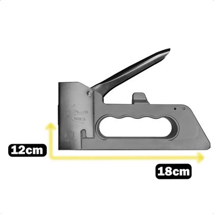 Imagem de Grampeador Tapeceiro Alta Pressão Com Kit Grampos 6mm e Estilete Largo