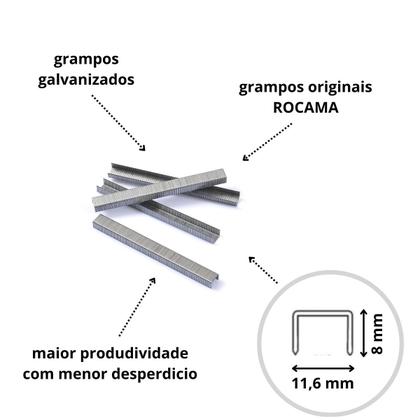 Imagem de Grampo 106/8 Galvanizado Rocama (caixa c/ 2500 grampos)