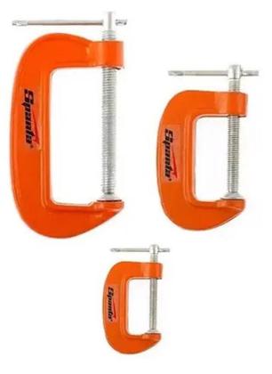 Imagem de Grampo De Fixação Tipo C Sargento Com 3 Peças - Sparta