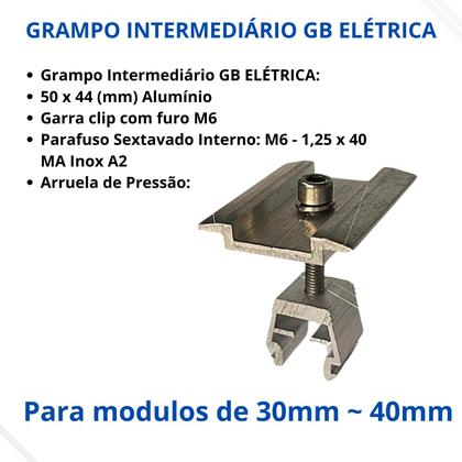 Imagem de Grampo Fixador Middle Clamp Painel Solar Alumínio Kit 20 Und