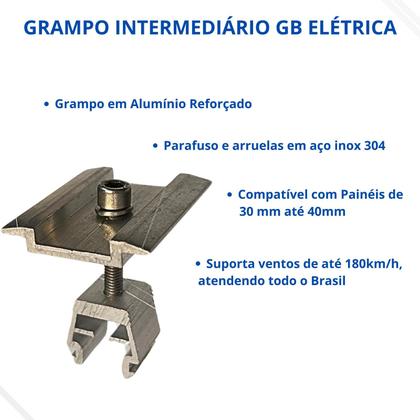 Imagem de Grampo Fixador Middle Clamp Painel Solar Alumínio Kit 40 Und