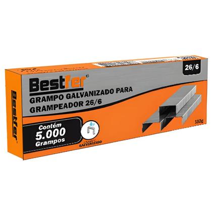 Imagem de Grampo Galvanizado para Grampeador 26/06 de Aço Carbono 5000 unidades - Bestfer