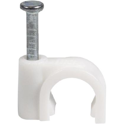 Imagem de Grampo Miguelão Fixa Fio Cabo Coaxial/ 10mm / RG6 com Prego - 70 unidades