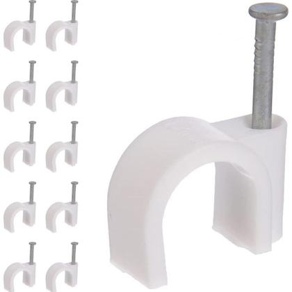 Imagem de Grampo Miguelão Fixa Fio Cabo Coaxial/ 10mm / RG6 com Prego - 70 unidades