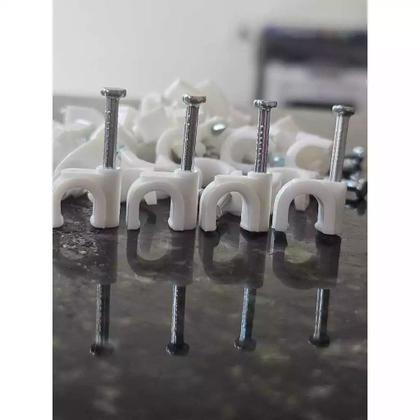 Imagem de Grampo Miguelão Fixa Fio Cabo Coaxial/ 10mm / RG6 com Prego - 70 unidades