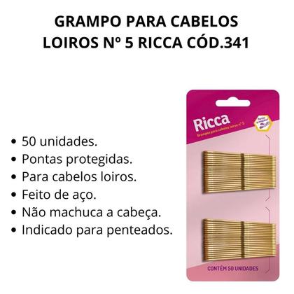 Imagem de Grampo Para Cabelos Loiros Nº 5 Ricca Cód.341
