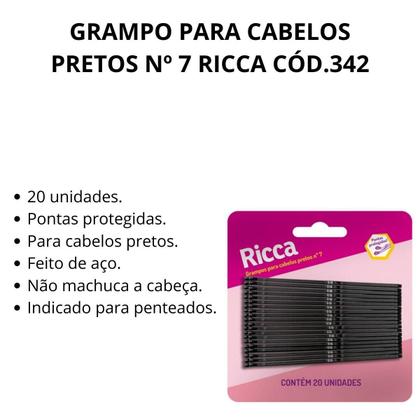 Imagem de Grampo Para Cabelos Pretos Nº 7 Ricca Cód.342