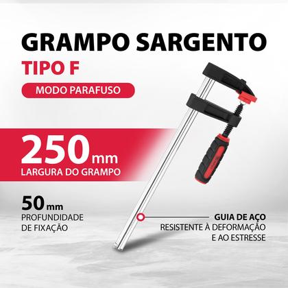 Imagem de Grampo para carpinteiro tipo sargento, 250 x 50 x 310mm, 1pc // mtx