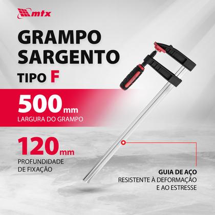 Imagem de Grampo para carpinteiro tipo sargento, 500 x 120 x 600mm, 1pc // mtx