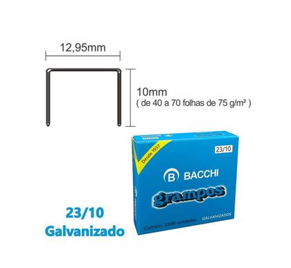 Imagem de Grampo Para Grampeador 23/10 Galvanizado Caixa 1000 Unidades Bacchi