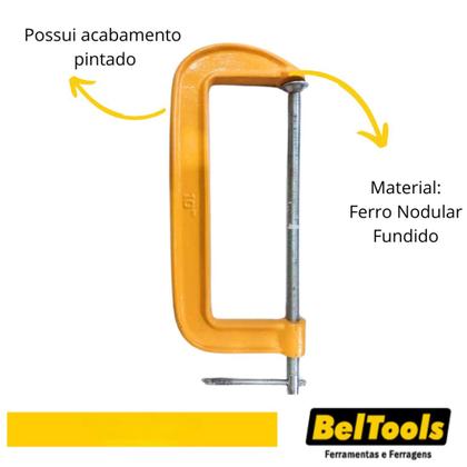 Imagem de Grampo Sargento Fixação Tipo C 10 Polegadas Beltools