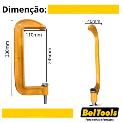 Imagem de Grampo Sargento Fixação Tipo C 10 Polegadas Beltools