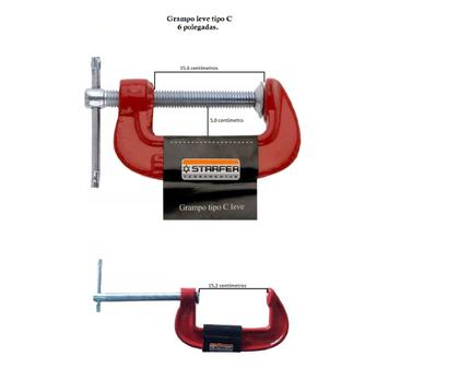 Imagem de Grampo Sargento Leve Tipo C Starfer 6 Polegadas Para Marceneiro Kit com 10 unidades