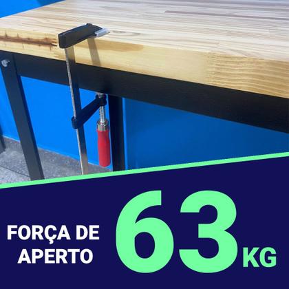 Imagem de Grampo Sargento Para Marceneiro 12pol. 300mm Tipo F Revestido em Niquel Leminos