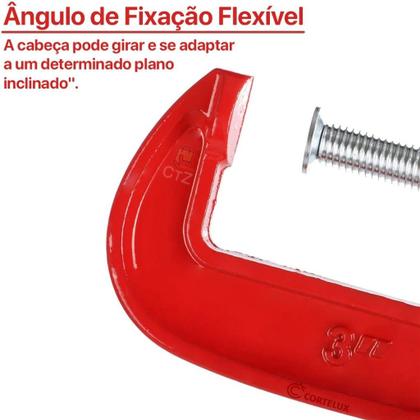 Imagem de Grampo Sargento Tipo C 2 3 4 5 6 8 10 Polegadas Marcenaria Metal Profissional Carpintaria Marcenaria