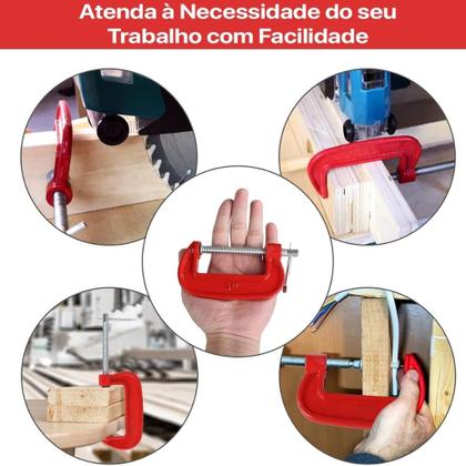 Imagem de Grampo Sargento Tipo C 2 3 4 5 6 8 10 Polegadas Marcenaria Metal Profissional Carpintaria Marcenaria