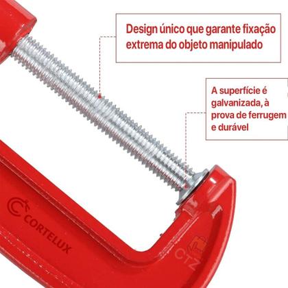 Imagem de Grampo Sargento Tipo C 2 3 4 5 6 8 10 Polegadas Marcenaria Metal Profissional Carpintaria Marcenaria