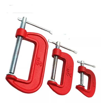 Imagem de Grampo Sargento Tipo C Kit 3 Pecas 1" 2" 3" Para Marceneiro