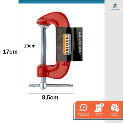 Imagem de Grampo Sargento Tipo C Marceneiro Carpinteiro 4 Polegadas