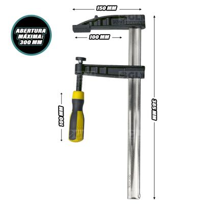 Imagem de Grampo Sargento Tipo F Profissional Marceneiro 100 X 300 Mm