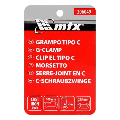 Imagem de Grampo Tipo C 100X100X190mm Mtx Fixação Robusta