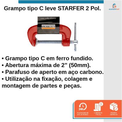 Imagem de Grampo Tipo C Marceneiro Carpinteiro Leve 2 Polegadas