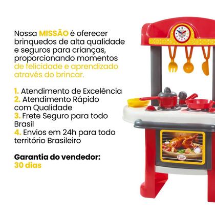 Imagem de Grande Cozinha Infantil Vermelha Star Forno Pia E Acessórios
