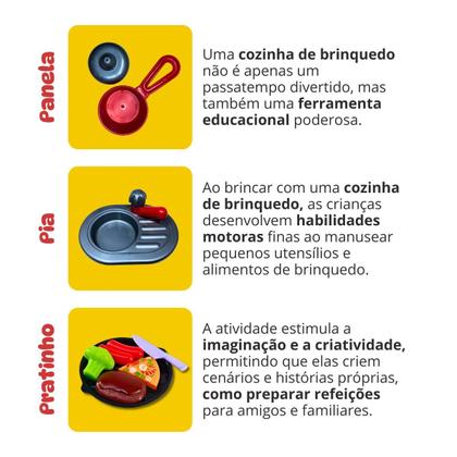 Imagem de Grande Cozinha Infantil Vermelha Star Forno Pia E Acessórios