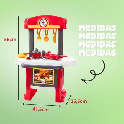 Imagem de Grande Cozinha Infantil Vermelha Star Forno Pia E Acessórios