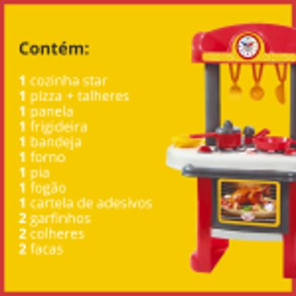 Grande Cozinha Infantil Vermelha Star Pia Forno C/Acessórios - Big Star Imagem de Grande Cozinha Infantil Vermelha Star Pia Forno C/Acessórios