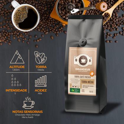 Imagem de Grandeur Café Gourmet, 100 Arábica, Torra Média, Matas de Minas, 1kg, Notas de Chocolate Meio Amargo e Avelã