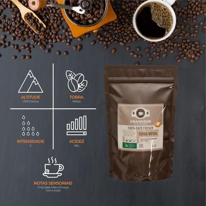 Imagem de Grandeur Café Gourmet Torra Média 100 Arábica 250g Região Matas de Minas Notas de Chocolate Meio Ama