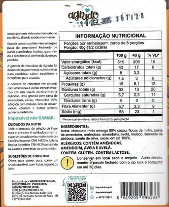Imagem de Granola Premium Chocolate Meio Amargo 300 Gr Artesanal Crocante Com Nuts E Cacau