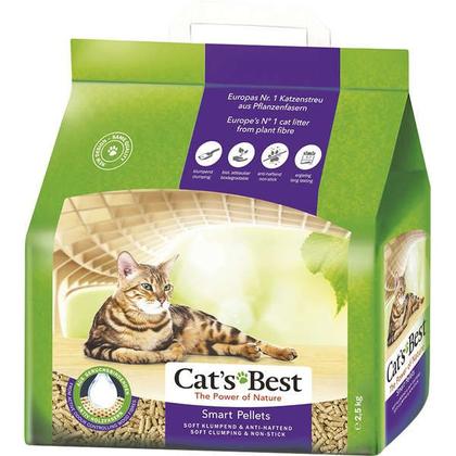 Imagem de Granulado Higiênico para Gatos de fibras vegetais Cat's Best Smart Pellet Peso:2,5 Kg forma torrão biodegradável