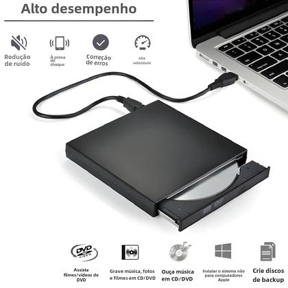 Imagem de Gravador de DVD e CD Externo USB - Leitor de Unidades Ópticas para PC e Notebook